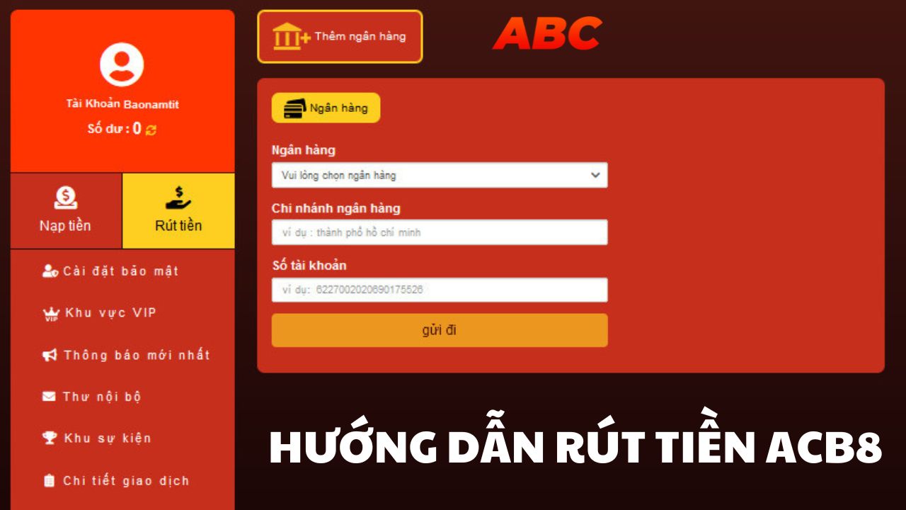 Các bước rút tiền ACB8 khá đơn giản
